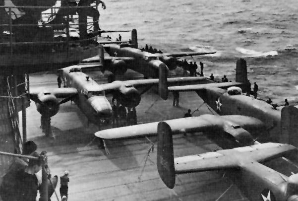 B-25 Mitchells aboard the USS Hornet.