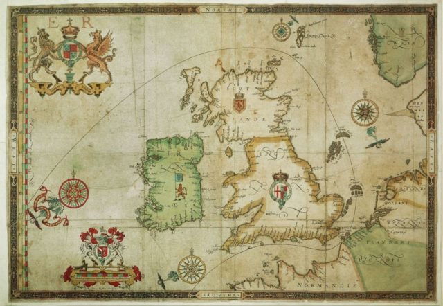 Map from 1590 showing the route of the Spanish Armada around the British Isles (Public Domain / Wikipedia)