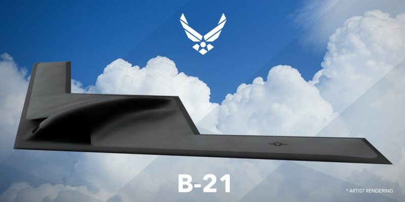 Official U.S. Air Force Artist Rendering of the Northrop Grumman B-21 Heavy Bomber.