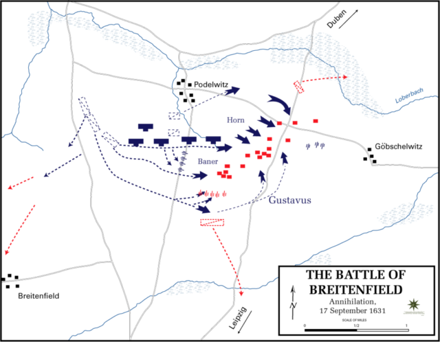 Gustav capturing the guns and flanking the Catholic League. Wikipedia/Public Domain