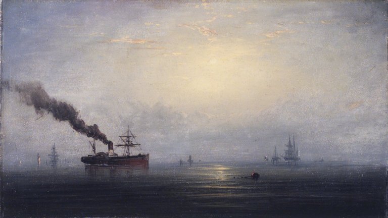 'Foggy morning on the Thames' by James Hamilton C. 1872-8 . The Thames river in London, England, gave its name to Captain Wiggins' ship. Wikipedia / Public Domain