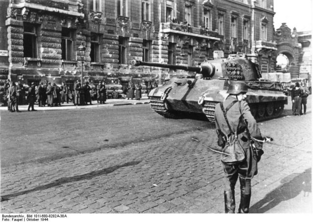 Tiger II in Budapest, 1944. Photo Source.