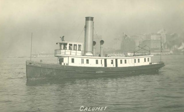 The Coast Guard Cutter Calumet, in 1932. This was one of the cutters which responded to the explosion, pulling out the explosive laden barges. Image source: USCG.mil/ public domain. 