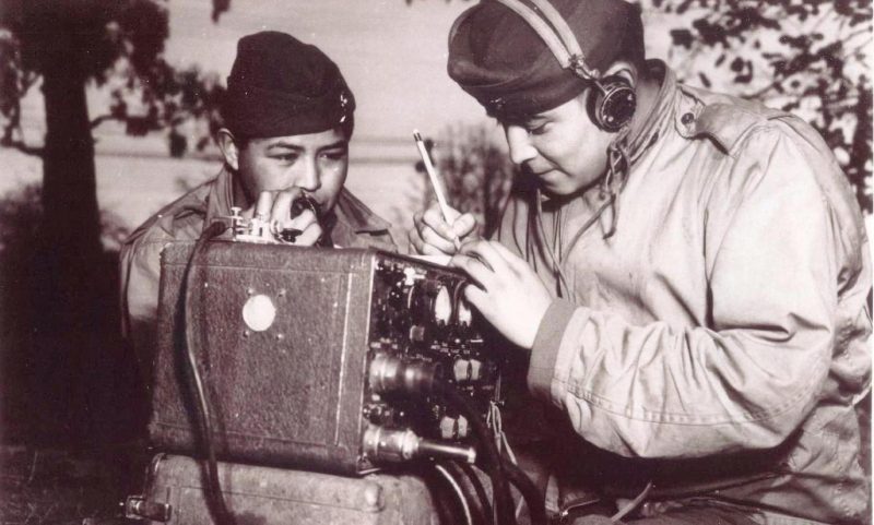 Code talkers at work, 1943. By USMC Archives from Quantico, USA / CC BY 2.0 / Wikipedia