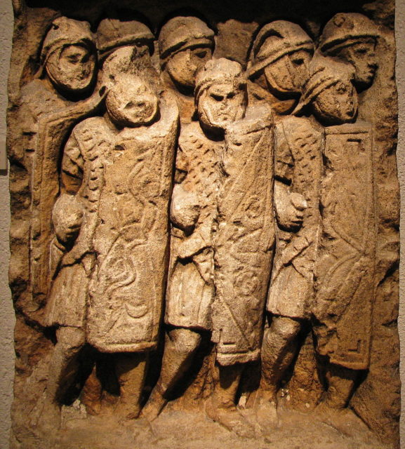 Roman military tombstones.