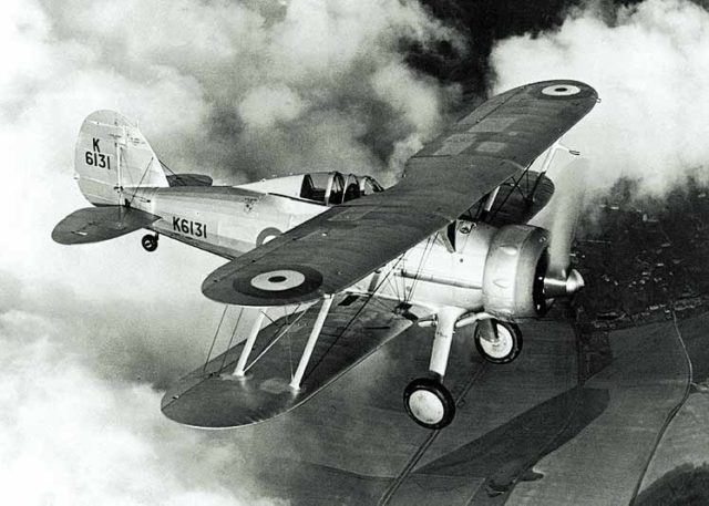 The Gloster Gladiator, which Children's Writer Roald Dahl, who trained at Camp X, flew in during his time with the RAF. Wikipedia / public domain 