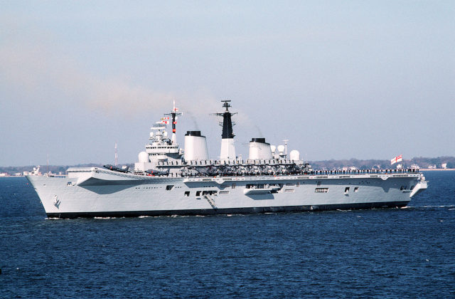 The HMS Invincible, pictured here in 1990, which took part in the conflict. Wikipedia / Public Domain