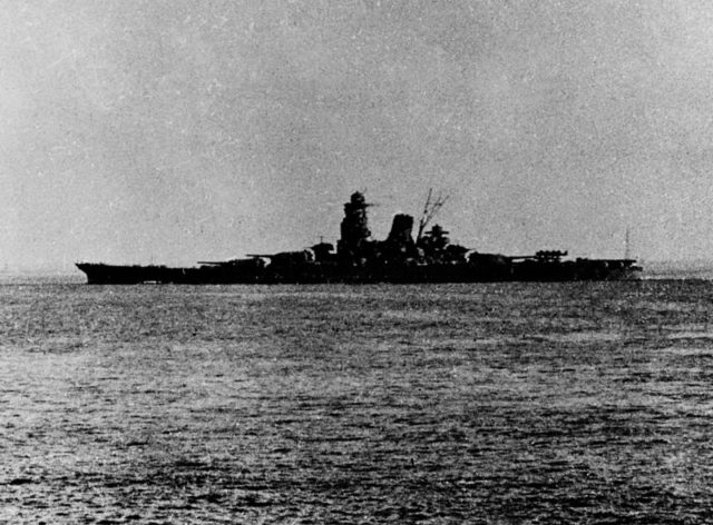 The Musashi leaving Brunei in 1944
