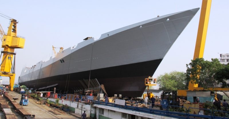 The First ship of Project - 15B, a guided missile Destroyer, christened 