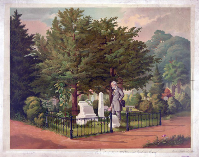 General Lee's last visit to Stonewall Jackson's grave, painting by Louis Eckhardt, 1872.