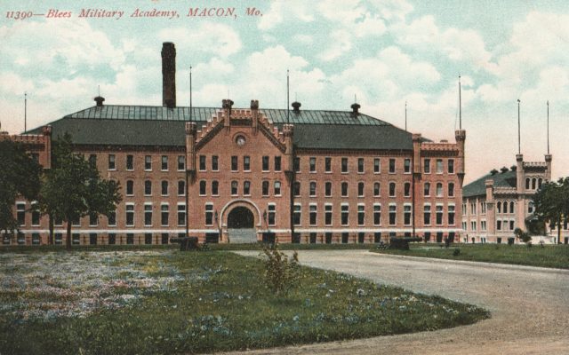 Established by Colonel Frederick Blees in 1899, the Blees Military Academy closed shortly after the unexpected death of its namesake in 1906. The main academic hall now serves as a senior residential facility and the annex (smaller building on the right) is the Macon County Historical Society Museum. Courtesy of Jeremy P. Ämick