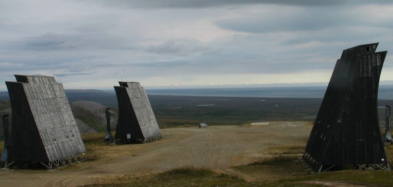 White Alice Tropo Antennae, Anvil Mountain, Nome, Alaska. Source: Chris Lott / Wikipedia / CC BY 2.0