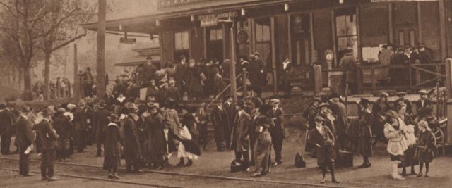 Refugees await assistance after the explosion. one of the worst parts of the tragedy was the displacement of 62,000 residents of the Morgan, NJ Area. Image Source: Library of Congress Archives, by: New York Times, public domain