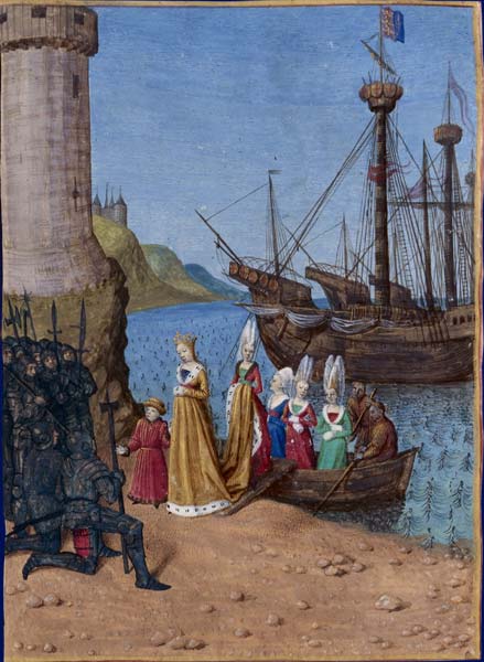 Isabella landing in England with her son, the future Edward III in 1326.