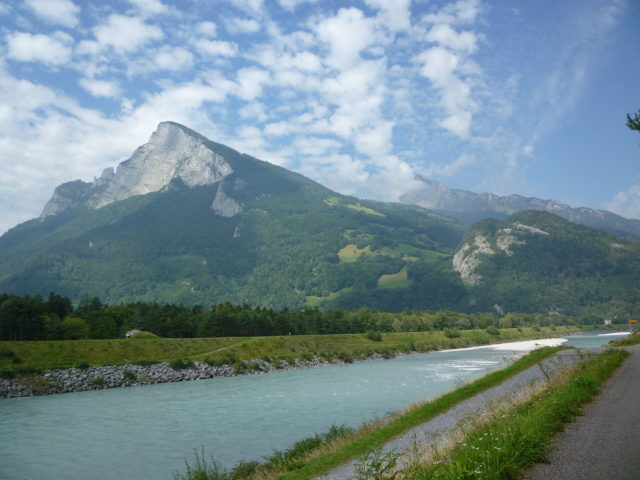 The Rhine: border between Liechtenstein and Switzerland. Photo Credit