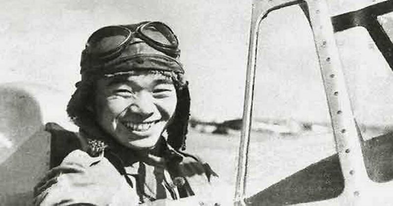 Saburō Sakai in the cockpit of a Mitsubishi A5M Type 95 fighter at the Hankow Airfield in China in 1939