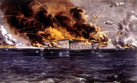 The bombardment of Fort Sumter, this marked the beginning of the American Civil War. Image Source: Wikimedia Commons/ public domain