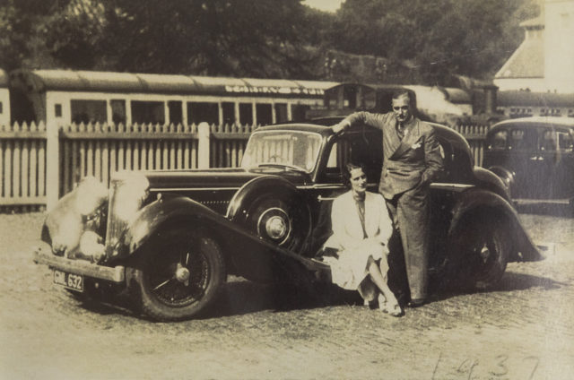 The visit when Harold Morty Mrtimore met his wife Mary at a hotel in Devon. His daughter Tilly said these were his two favoutie women; his future wife and the Jaguar he went to Devon to buy.