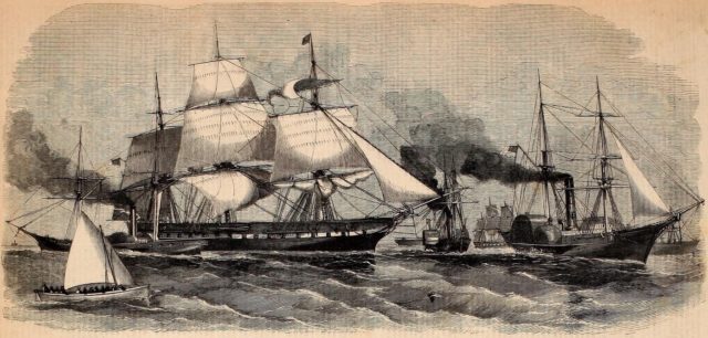 The Paraguay Squadron, sailed into South America in order to demand reparations and apology from Paraguay for firing on a US Navy vessel. Image Source: Wikimedia Commons/ public domain