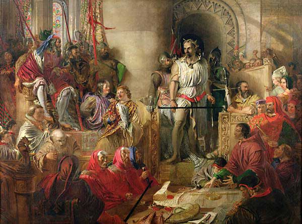 Wallace's trial in Westminster Hall. Painting by Daniel Maclise.