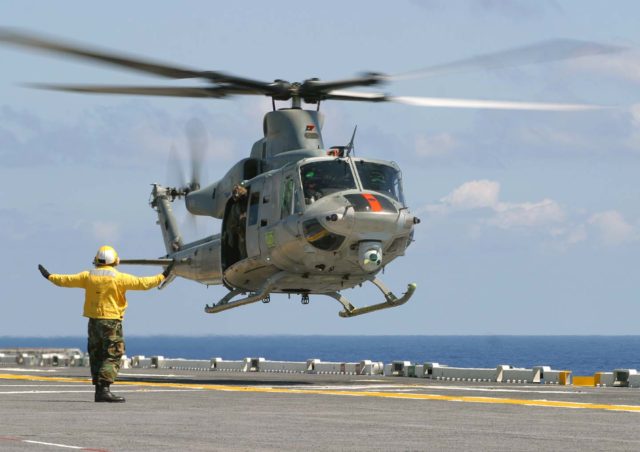 A UH-1Y during sea trials aboard USS Bataan