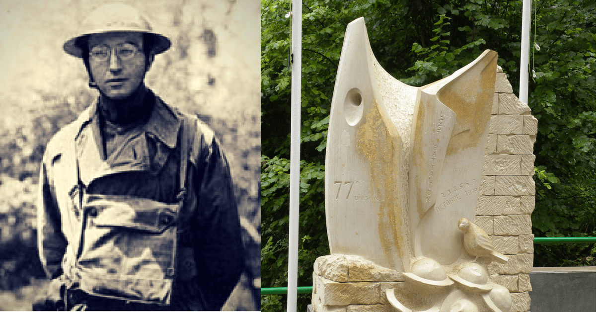 Left: The troubled hero. Right: Monument to the Lost Battalion. 