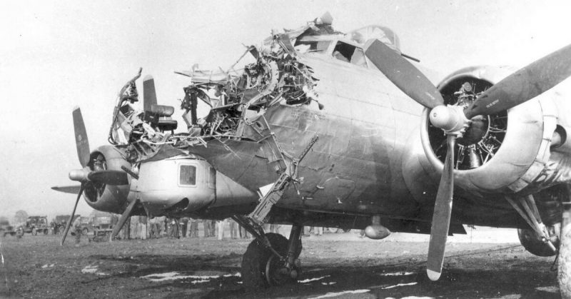 A heavily Damaged B-17