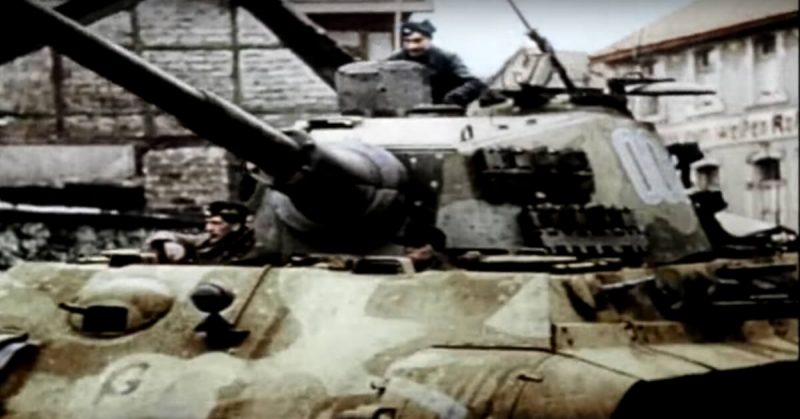 Tanks Roll into a Town in this Stunning Color Footage