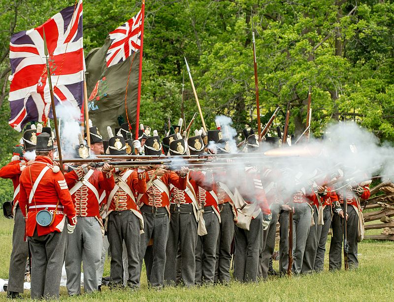 Actors in British Army uniforms reenacting the Battle at Stoney Creek in June 2016. Peter K Burian - CC BY-SA 4.0