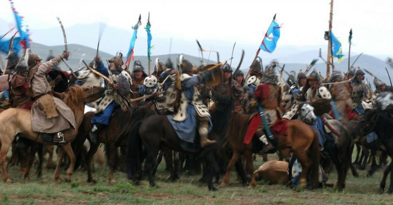 Reenactment of Mongol battle.