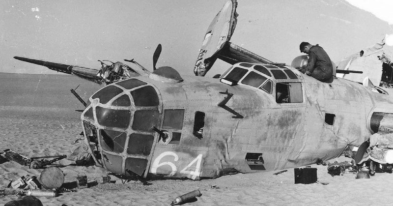 Intact cockpit and nose with machine guns still in place.