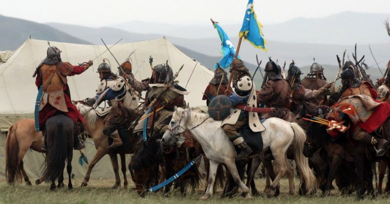 FIVE HILLS TRAINING CENTER, Mongolia (Aug. 1, 2007) The Mongolian Armed Forces clash during a mock horse-mounted battle during the opening ceremony of Khaan Quest 07