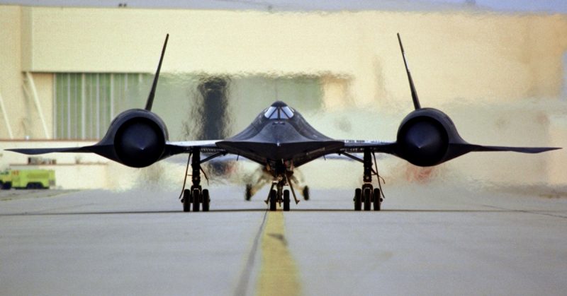 A NASA Lockheed SR-71A taxiing on the ramp at NASA's Dryden Flight Research Center, Edwards, California.