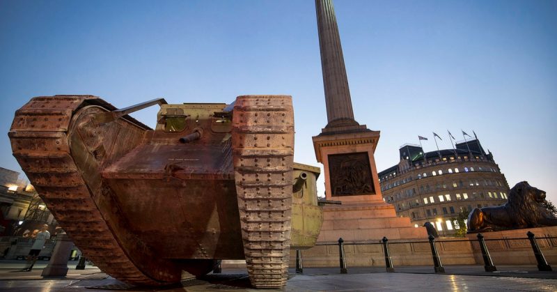 Our Mark IV replica on Trafalgar Square. Credit: The Tank Museum.