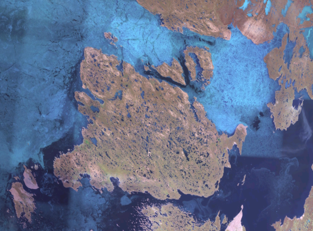 Satellite image of the coast of King William Island.