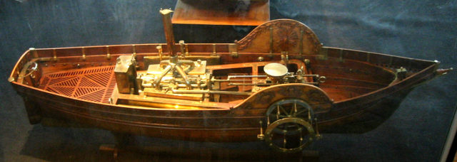 Model of steamship, built in 1784, by Claude de Jouffroy. Photo Credit.