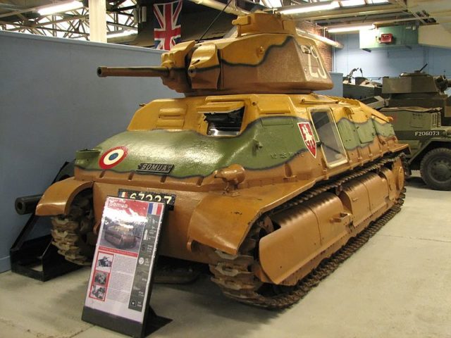 SOMUA S35 at the Bovington Tank Museum; Notice the cavalry markings on the hull; Photo Source