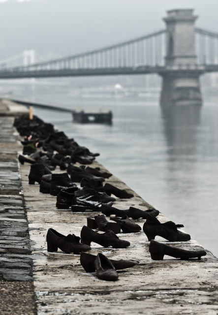 Iron shoes on the banks of the Danube River. Photo Source.