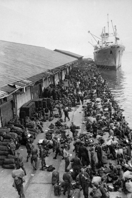 United Nations troops arriving in South Korea.