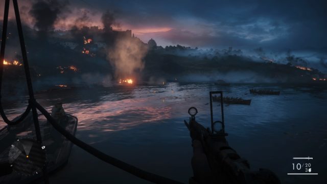 Boats rowing up to land at Gallipoli