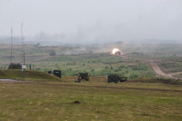 A Polish Leopard tank fires on a target at a live-fire demonstration. Photo: Sgt. 1st Class John Fries.