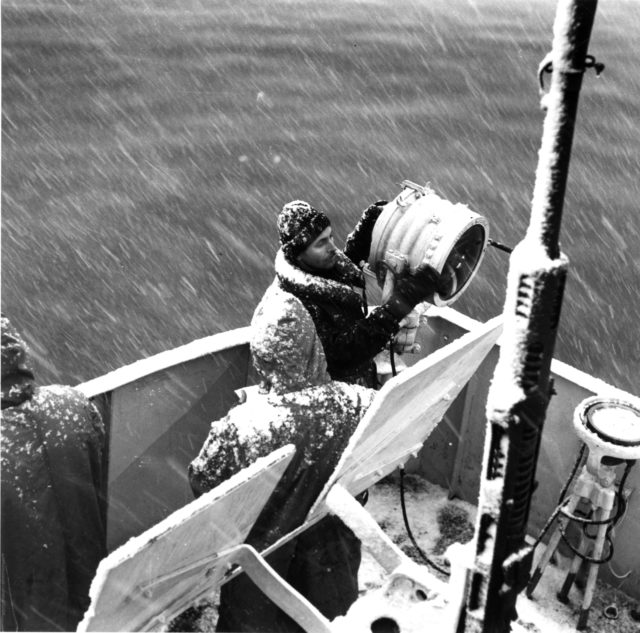The North Sea patrol was especially grueling. The weather was never warm, and the winters were bitter cold, with snow, ice, and blistering winds. Image Source: USCG.mil/ public domain