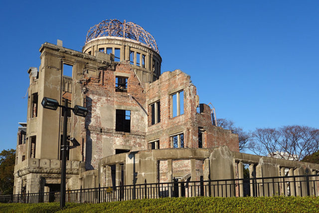 Remnants of the atomic bombing of Hiroshima, now a memorial. Photo source.