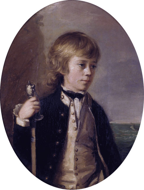 Henry William Baynton, aged 13 years, 6 months, midshipman in the Cleopatra 1780. Image Source: Wikimedia Commons/public domain