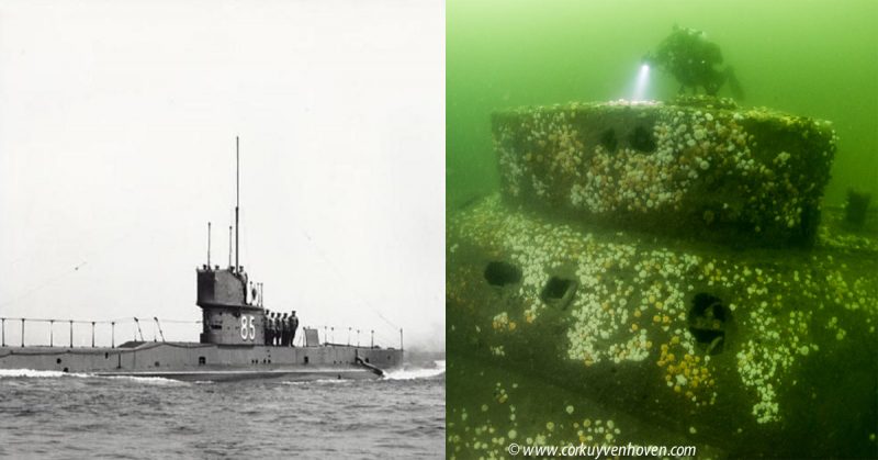 HMS E5 British Submarine. <a href=https://en.wikipedia.org/w/index.php?curid=46967858>Photo Credit</a>