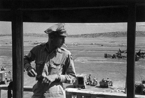 Lt. Col. Clarence Lokker at the control tower of the Pantanella airfield in Italy. Photo: Frank Ambrose via James Althoff 