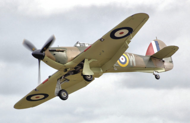 The last flying Hawker Hurricane from the Battle of Britain, R4118 would have looked almost identical to the plane Nicolson flew. His squadron lettering was GN-A (as opposed to UP-W)