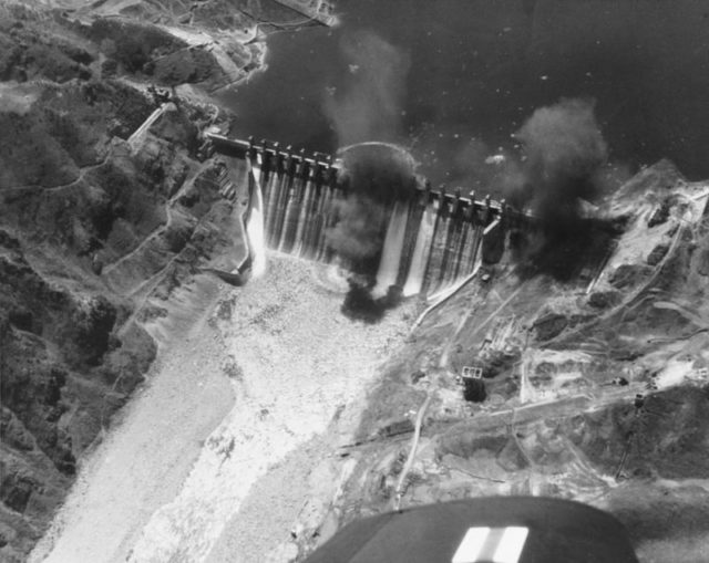 The Hwacheon Dam during some attacks. it was one of the only cases of torpedo use during the war. 