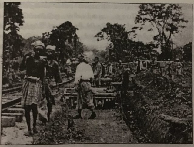 Malaysian workers forced into building the Death Railway.