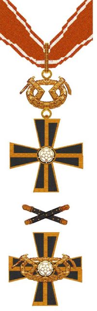 Mannerheim Cross of the Order of the Cross of Liberty. The one above is 1st Class, while that below is 2nd Class